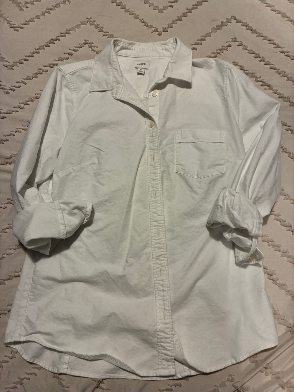 J. Crew White Men's Casual Button-Down Shirt with Chest Pocket